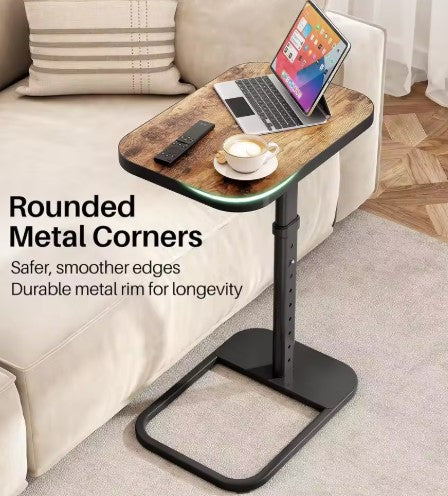 C-Shaped TV Tray Table – Adjustable Height & Flip-Top for Couch or Bed