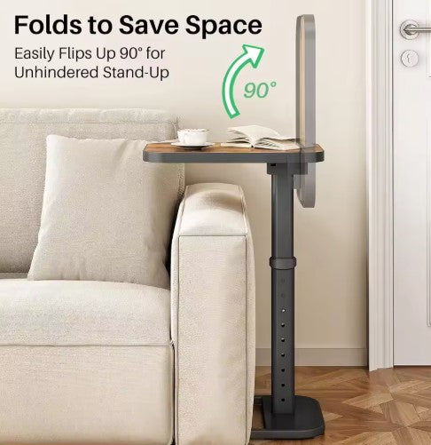 C-Shaped TV Tray Table – Adjustable Height & Flip-Top for Couch or Bed