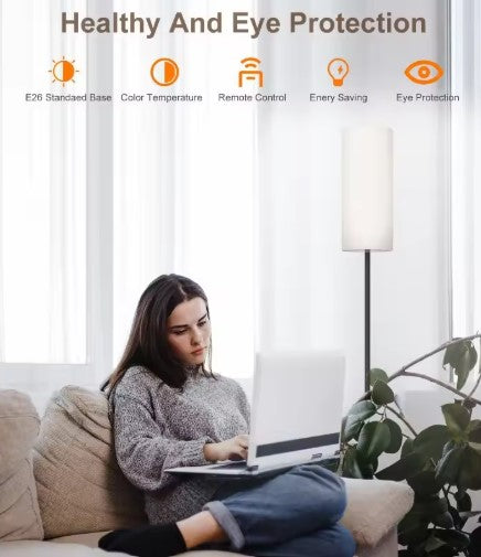 Dimmable Floor Lamp – Remote + Foot Switch, Energy-Saving LED