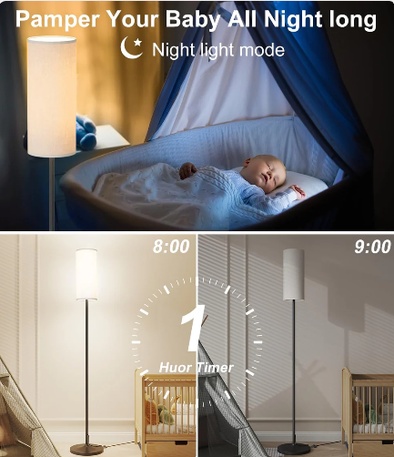 Dimmable Floor Lamp – Remote + Foot Switch, Energy-Saving LED