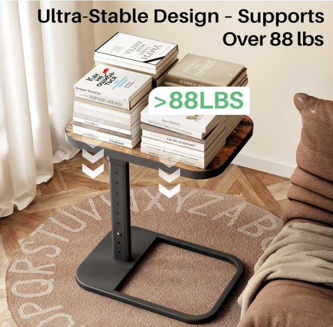 C-Shaped TV Tray Table – Adjustable Height & Flip-Top for Couch or Bed