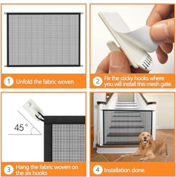 Mesh Dog Gates (2-Pack) – 29" Tall for Stairs, Doorways & Small Pets