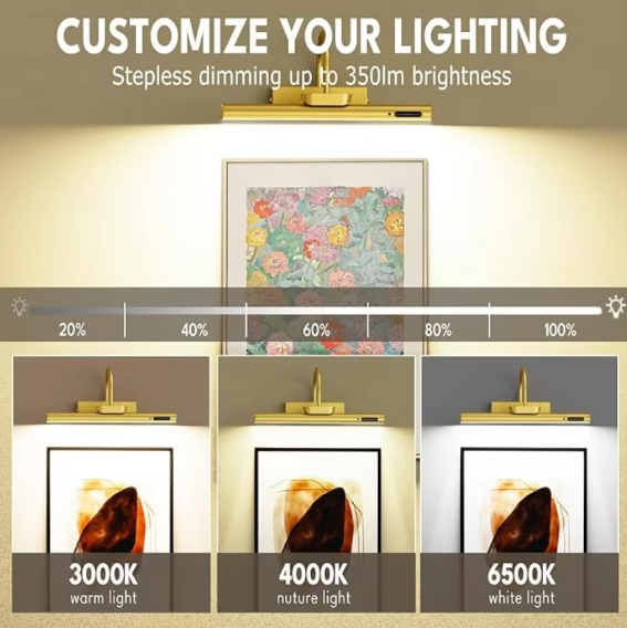 Cordless Picture Light – Dimmable, Rechargeable, with Remote & Timer