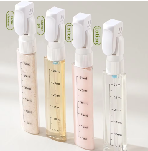 4-in-1 Travel Bottles – Leakproof, TSA-Friendly, for Shampoo, Conditioner, Lotion & Perfume