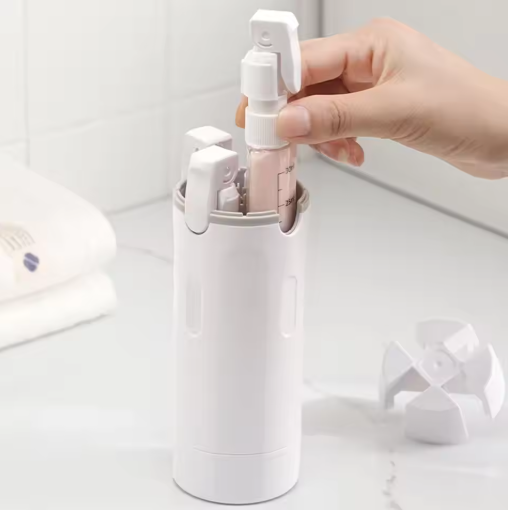 4-in-1 Travel Bottles – Leakproof, TSA-Friendly, for Shampoo, Conditioner, Lotion & Perfume