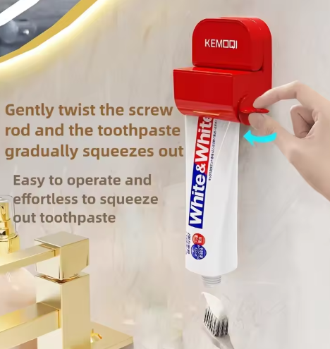 Wall-Mounted Toothpaste Dispenser – Manual, No Electricity, for a Cleaner Bathroom Countertop