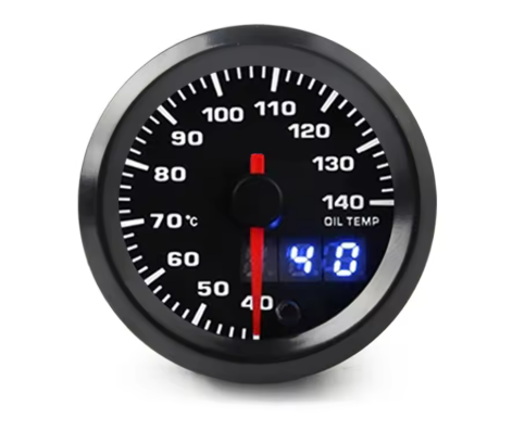 2" 52mm LED Oil Temperature Gauge – Dual Display, 7 Colors, for Car & Racing