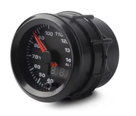2" 52mm LED Oil Temperature Gauge – Dual Display, 7 Colors, for Car & Racing