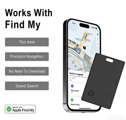 Slim Wallet Tracker Card – Works with Find My App, Bluetooth Tracker for Wallet & Keys (AirTag Alternative)