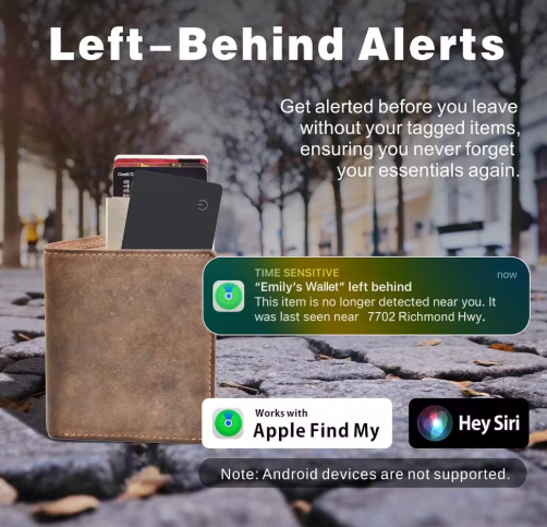 Slim Wallet Tracker Card – Works with Find My App, Bluetooth Tracker for Wallet & Keys (AirTag Alternative)