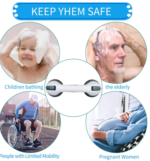Suction Cup Grab Bar – Shower Safety Handle for Bathroom, Anti-Slip Support